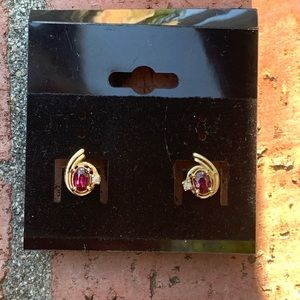 Garnet & Diamond Stud Earrings